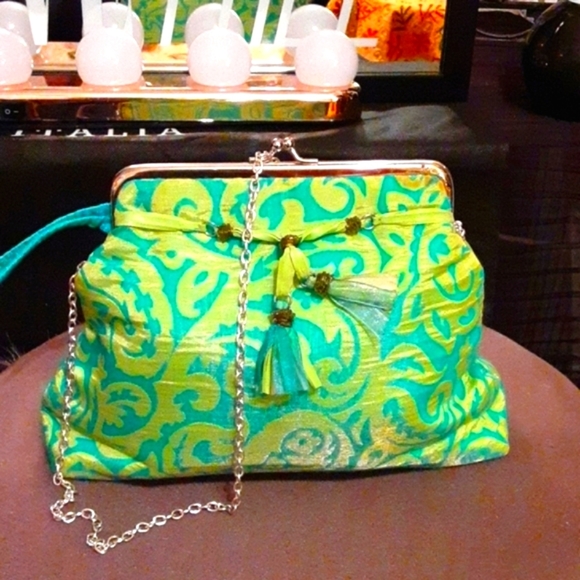 Trina Turk Bags Vintage Trina Turn Handbag Green And Blue Paisley